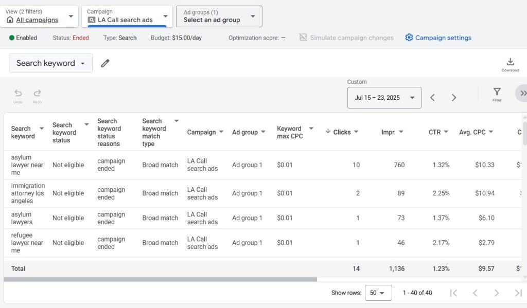 SEarch keyword with specific