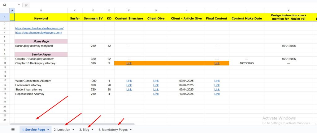keywords research for the chambers law firm