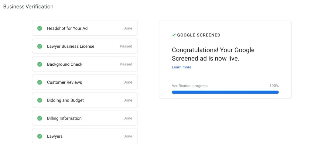 Google Local Service ads dashboard